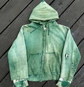 Hombres logotipo personalizado lavado con ácido recortado Boxy desgastado Heavyweight Hoodie algodón polar hombres Sun Faded Street Fashion Hoodie - Product Image 1