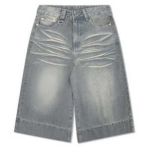 Pantalones cortos vaqueros lavados para hombre, pantalones vaqueros holgados bordados personalizados para hombre - Product Image 3