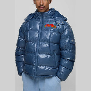 Chaqueta Bomber de Invierno para Hombre, con Cuello Alto, Capucha Desmontable, Logotipo Frontal Personalizado con Impresión DTF, Impermeable, Informal, con Cremallera - Product Image 4