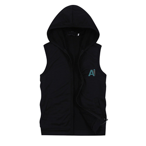 Light Grey Customize Hooded Gym Singlet Tank Top Sports Clothes Stringer <b>Bodybuilding</b> Fitness Men Fashion Ringspun Cotton Fabric - Product Image 4