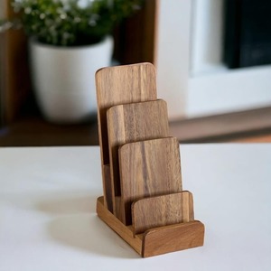 Waterproof 4-Tier Wood Display Stand for Brochures Flyers Menus Pamphlets & Business Cards <b>Office</b> Holder - Product Image 3