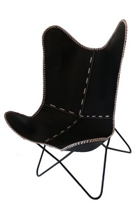 Silla de mariposa de cuero marrón de estilo antiguo taburete de pie plegable para sala de estar dormitorio comedor ocio al aire libre diseño rústico - Product Image 3