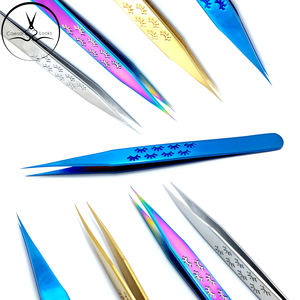 Pinzas de volumen con logotipo personalizado, herramienta de pestañas postizas de visón multicolor dorado y azul, herramienta de belleza de fibra de acero inoxidable - Product Image 2