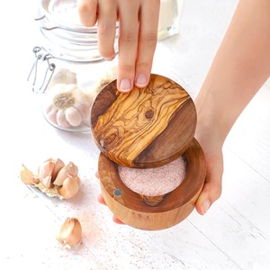 Herramientas de madera para hierbas y especias, salero con tapa y cuchara - Product Image 4