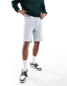 Venta al por mayor High Street Solid Summer Hip Hop Ripped Hole Denim Pantalones cortos de hombre Black Punk Wash Baggy Vintage Raw Edge Casual Denim - Product Image 3