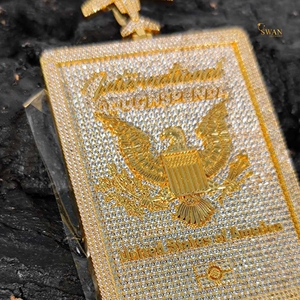 Moda 10K oro sólido laboratorio cultivado diamante pasaporte colgante collar helado Hip Hop joyería lujo Bling regalo para él - Product Image 4