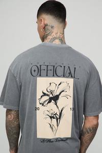 2025 ropa de calle de gran tamaño personalizada de calidad Premium para hombres estampado Floral lavado carbón 100% algodón hilo largo teñido de gran tamaño - Product Image 3