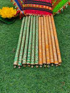 Par de palos especiales Navratri Dandiya a granel, decoración Haldi Mehndi Mata Rani Garba palos grandes de 14 pulgadas para Celebración de Baile Folclórico - Product Image 6