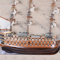 Sculpture murale artisanale en bois HMS Victory, demi-navire, 85 cm, design rustique antique vieilli, décorative, verticale, anniversaire