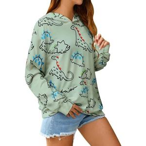 La mejor venta de mujeres 100% algodón manga larga cuello redondo hombro pendiente impreso cómodo pulóver Sudadera CON CAPUCHA DE Bangladesh - Product Image 6