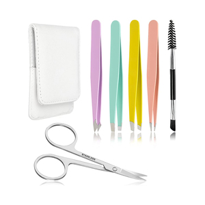 Meilleur ensemble de pinces à sourcils en acier et métal de qualité supérieure Kit d'outils de maquillage d'épilation à pointe pointue avec étui en cuir PU - Product Image 6