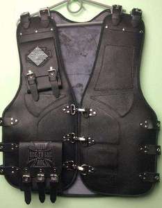 Gilet pour homme, veste de motard, veste de style hip-hop, veste en cuir, couleur unie, sans manches, veste en cuir - Product Image 2