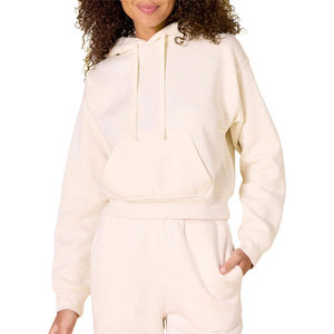 Ropa de invierno para mujer, sudaderas con hombros caídos, Top deportivo al aire libre más vendido con logotipo frontal, cuello con capucha y bolsillos al por mayor - Product Image 1