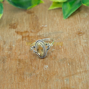 แหวนหมั้นพลอยซิทรินสำหรับผู้หญิง แหวนเงินแท้ 925 แหวนแต่งงานดีไซน์แฮนด์เมด ของขวัญวันคริสต์มาสและวันเกิด - Product Image 6