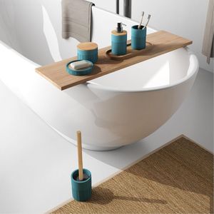 Serie Pucket resina verde naturale e vassoio di bambù Set da bagno singolo - Product Image 4