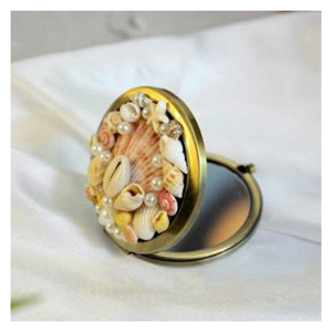 กระจกเปลือกหอยสร้างขึ้นโดยช่างฝีมือในเวียดนามโดยมีเปลือกหอยผสมกระจกเปลือกหอยกระเป๋าทันสมัยสำหรับผู้รักการแต่งหน้า - Product Image 4