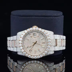 Modern Men's Luxury <b>Quartz</b> <b>Watch</b> with Stainless Steel Case Glass Dial 5mm Thickness Moissanite & Diamond Accents - Product Image 2