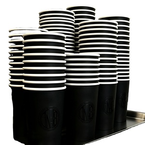 Matte Black <b>Disposable</b> Paper Coffee <b>Cup</b> with Lids Custom Logo 8oz 12oz 16oz Hot Cold Drink <b>Cup</b> for Cafe Takeaway - Product Image 1