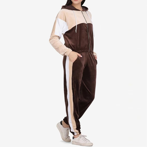 Chándal de algodón de alta calidad con cremallera completa y dos bolsillos, Sudadera con capucha de gran tamaño de estilo Penal para mujer, Color sólido personalizado - Product Image 3