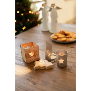 Seneo Porte-bougies en bois personnalisés en forme de sapin de Noël, lanternes, pots à bougies pour la vente en gros - Product Image 2