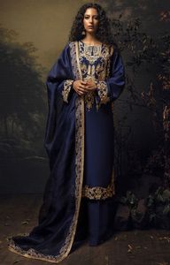 STYLISH & BEAUTIFUL LONG KURTA & PLAZO ON SILK <b>FABRIC</b> EMBELLISH CRYSTAL GLASS BEADS, DABKA WORK for Party-WEAR@2022 - Product Image 2