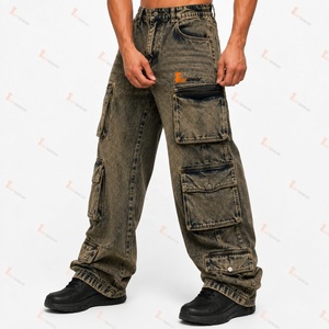 Pantalon cargo en jean personnalisé pour homme – Vente en gros – Jean utilitaire multi-poches de qualité supérieure – Coupe slim décontractée – Tenue de travail décontractée – Denim streetwear - Product Image 2