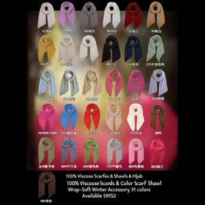 Écharpe/châle 100% viscose de couleur unie - Accessoire d'hiver doux, 31 couleurs disponibles S9552 - Product Image 3