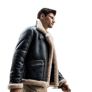 Vente chaude hommes à la mode noir en peau de mouton veste en cuir fourrure Premium Style sophistiqué élever votre garde-robe d'hiver - Product Image 4