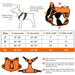 Arnés de entrenamiento para perros naranja, chaleco para perros grandes, arneses de servicio para perros reflectantes ajustables con asa para caminar, senderismo - Product Image 3