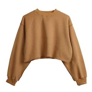 100% algodón pesado de alta calidad personalizado en blanco mujeres crop top sudaderas invierno moda crop top sudadera para mujer - Product Image 6