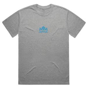 T-shirt minimaliste avec logo Crown pour hommes et femmes, imprimé sur la poitrine, coton gris chiné, t-shirt décontracté de qualité supérieure - Product Image 1