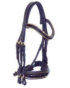 FREEWAY Sondage anatomique Stellar GOLD Crystal Piping Edge BLING Brevet Bridle - Product Image 1