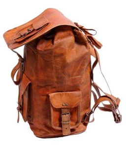 Unisex Brown Leather <b>Roll</b> <b>Top</b> <b>Backpack</b> Vintage Style <b>Laptop</b> Rucksack Anti-theft Feature Great Outdoor Travel Gift for Girls - Product Image 2