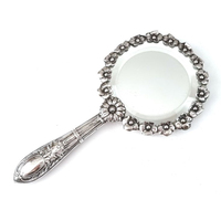Miroir à main en métal antique miroir de maquillage vanité Portable miroir à main de voyage miroir de maquillage adapté au bureau de salon de maquillage