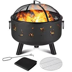 Trendy Design Iron <b>Fire</b> <b>Pit</b> <b>Wood</b> <b>Burning</b> <b>Fire</b> <b>Pit</b> Deep Bowl Outdoor & Indoor Round Handmade Black <b>Fire</b> <b>Pits</b> With Cover - Product Image 4