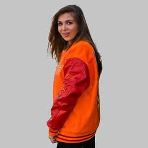 Blouson universitaire personnalisé de haute qualité, chaud pour l'hiver, brodé, style baseball, en cuir, style lycée, simple col montant - Product Image 2