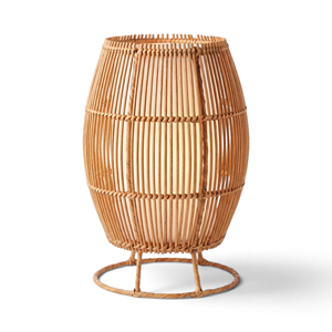 Lampe de table LED Novandi Coastal Rattan pour chambres à coucher, alimentée par batterie, abat-jour ovale flexible - Product Image 1