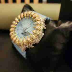 Trendy Fashion Dial Luxury Stainless Steel Watch <b>Rubber</b> Band Japanese Quartz Movement Diamond Moissanite Half Throne Function - Product Image 5