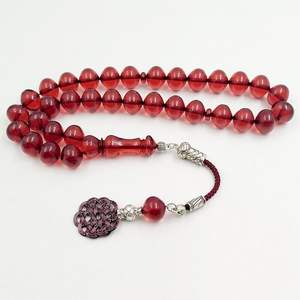 Rosario Islámico de Resina y Madera, TASBIH, Acabado Pulido Ámbar, Modelo Hecho a Mano para Regalo de Eid, 33 Cuentas, Accesorio Religioso Musulmán - Product Image 2
