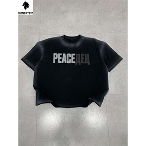 เสื้อยืดผ้าฝ้ายผู้ชายทรงหลวมขนาดใหญ่ออกแบบโลโก้3D ด้วยโฟมออกแบบได้ตามที่ต้องการ - Product Image 4