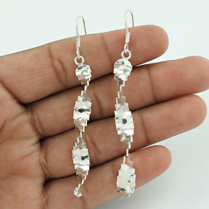 New Fashion Jewelry For Women And Girls Crafted From 925 <b>Solid</b> Sterling <b>Silver</b> Wholesale Supplier Handmade Long Dangle <b>Earrings</b> - Product Image 3