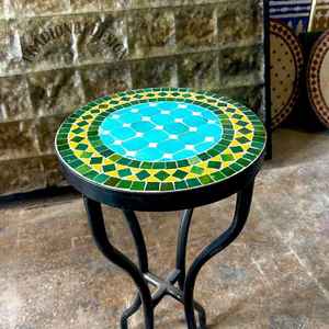 Dazzling <b>Mosaic</b> Side Table: Iridescent <b>Art</b> - Blue Coffee Table - Side Table - Livingroom Decor - Gift - Product Image 5