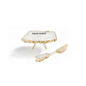 Modern Style Marble <b>Top</b> <b>Gold</b> Strip <b>Cake</b> Stand Wedding Decoration Cupcake Stand Irregular Stone <b>Cake</b> Stand With <b>Gold</b> Trim set - Product Image 1