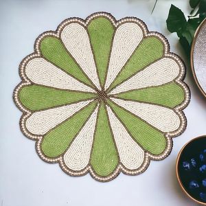 Napperon en perles de verre de pin vert grand topper de Table basse pour noël nouvel an anniversaire Thanksgiving décor de table festif - Product Image 1