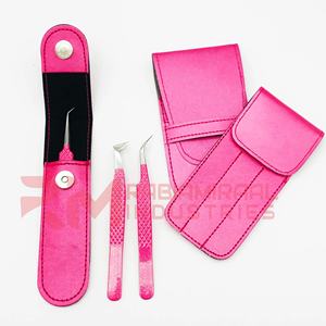RMI producto de alta calidad pinzas de extensión de pestañas Punta de Espinilla plateada y color rosa oscuro recubierto de polvo/espejo/CONJUNTO DE BOLSA - Product Image 6