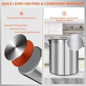 Marmite de cuisson classique en acier inoxydable, robuste, à bord épais, avec poignées doubles et base multicouche, pour la restauration en gros - Product Image 6