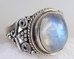 Elegante anillo único de Plata de Ley 925 para mujer, piedra lunar, corte ovalado, ajuste de bisel de piedras preciosas, estilo clásico para boda, uso diario - Product Image 3