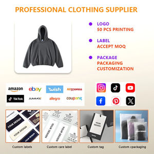 Sweat à capuche épais imprimé, coupe oversize à épaules tombantes, sans cordon, avec logo personnalisé, en coton et polyester, pour homme - Product Image 4