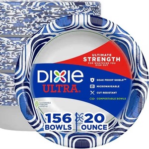 Cuencos de papel ULTRA desechables Dixie, 20oz, tamaño de cena o almuerzo cuencos desechables impresos 156 unidades - Product Image 1
