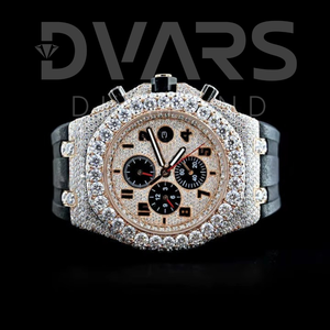 Iced VVS moissaneta นาฬิกาทำจากสเตนเลสสตีลทำด้วยมือทำจากแก้วเพชรเต็มรูปแบบ - Product Image 4